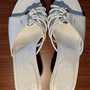 Tods White Kitten Heel Sandal Size 35